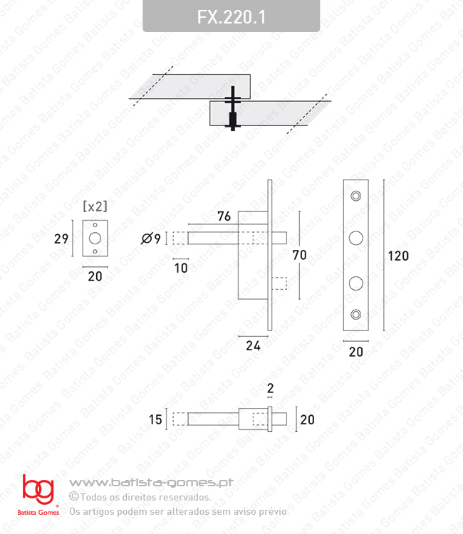 Fecho embutir pist�o - para janelas / portas de correr